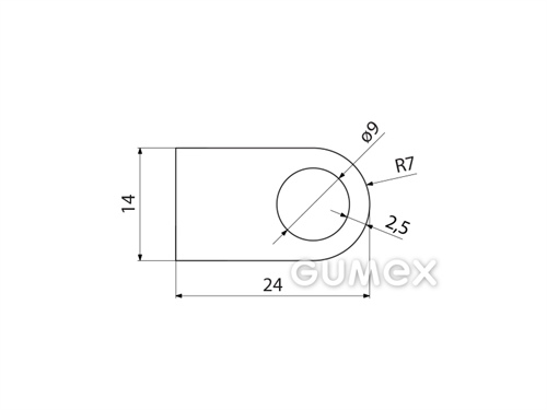 Silikonový profil tvaru "D" s dutinkou, 14x24/R7mm, 40°ShA, -60°C/+180°C, transparentní
